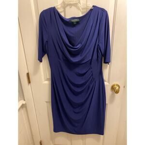 Vintage Lauren Ralph Lauren Women's Size 16 Blue Short Sleeve A Line Mini Dress